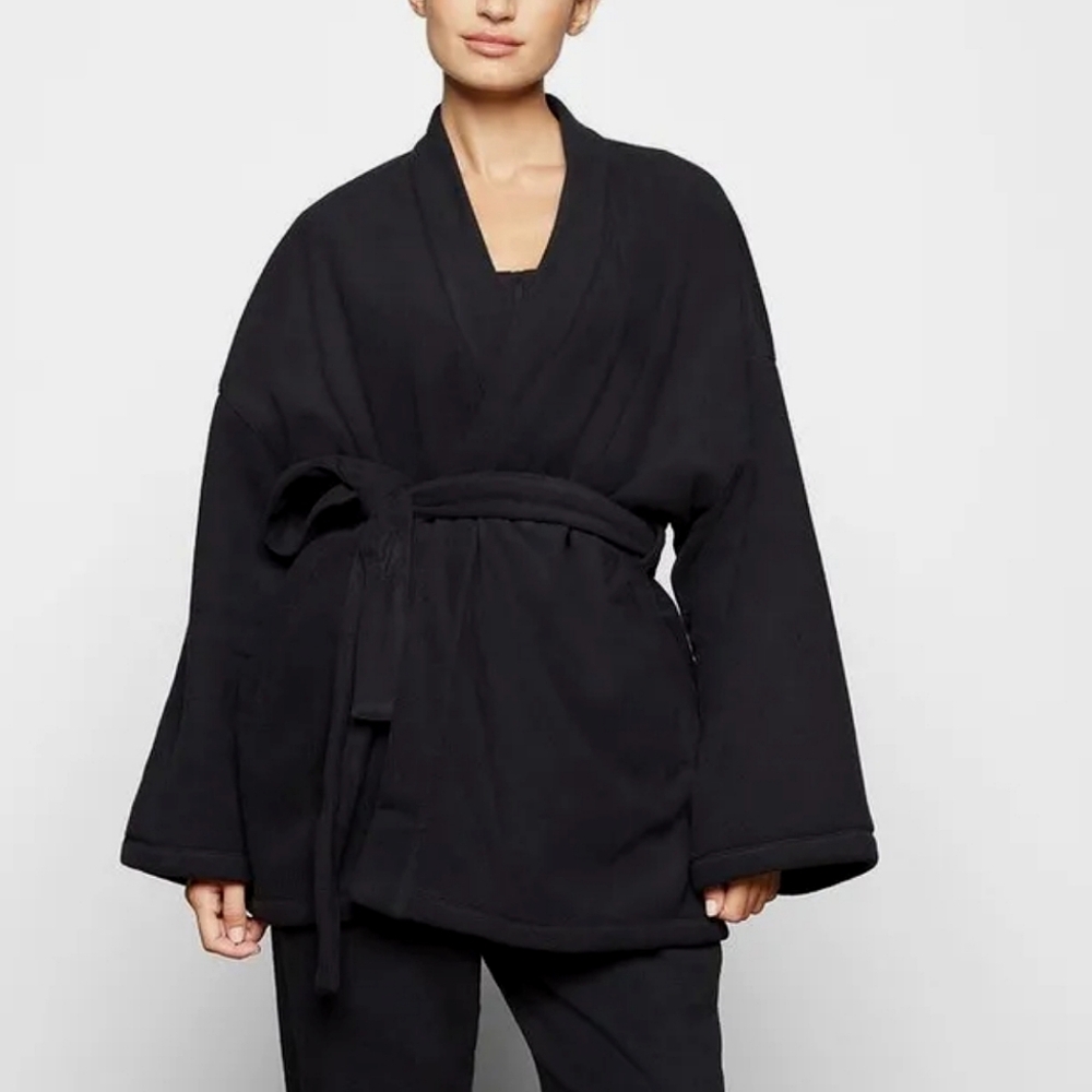 SKIMS by Kim Kardashian Fleece Wrap Belted Jacket